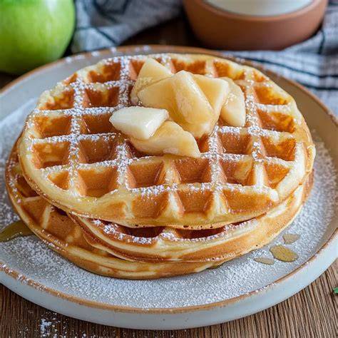 Waffeln mit Apfelmark und Zimt auf Holzbrett