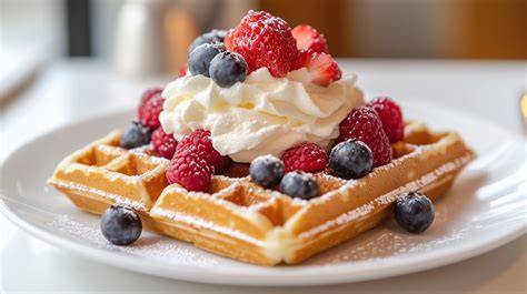 Waffeln mit Mascarponecreme und Beeren