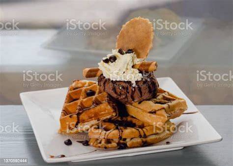Waffeln mit Schokolade Teller