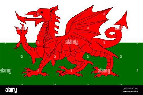 Walisische Flagge mit rotem Drachen