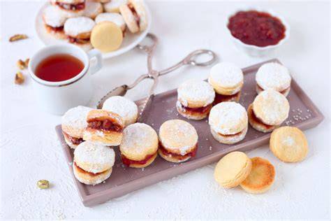 Walnuss-Marzipan-Doppelkekse mit Marmelade