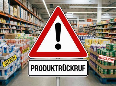 Warnschild: Produktwarnung und Rückruf