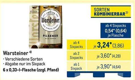 Warsteiner Flasche und Nährwerttabelle