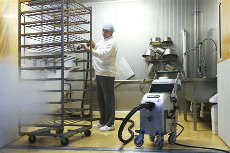 Wartungspersonal bei der Reinigung von Produktionsanlagen