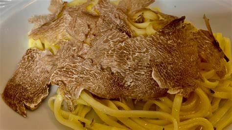 Weiße Alba-Trüffel auf Pasta