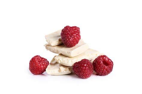 Weiße Schokolade und Himbeeren: Stücke, Deko, Serviervorschläge