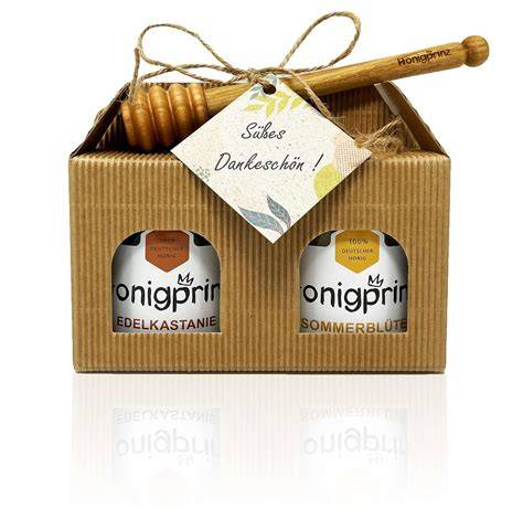 Weihnachtlich dekoriertes Geschenkset mit Honig