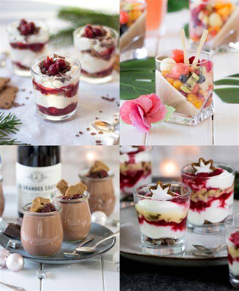 Weihnachtliche Desserts im Glas mit verschiedenen Schichten