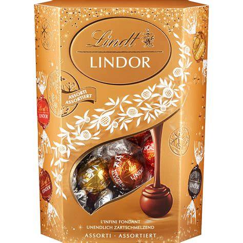 Weihnachtliche Lindt Kugeln (Bratapfel, Walnuss, Zimt), Geschenkdose