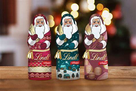 Weihnachtliche Tischdekoration mit Lindt Weihnachtsmann