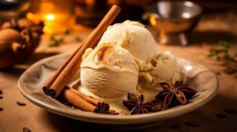 Weihnachtliches Eis auf festlicher Tafel