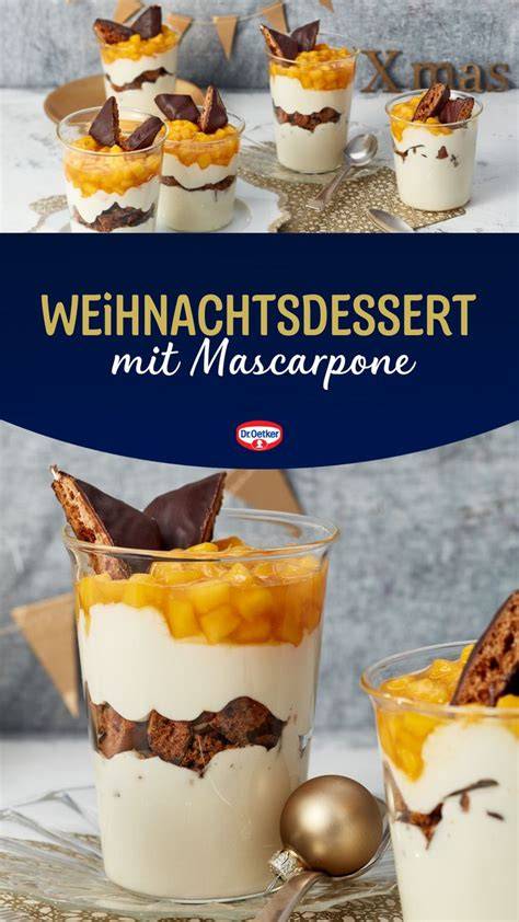 Weihnachtsdessert mit Mascarpone und Mangokompott
