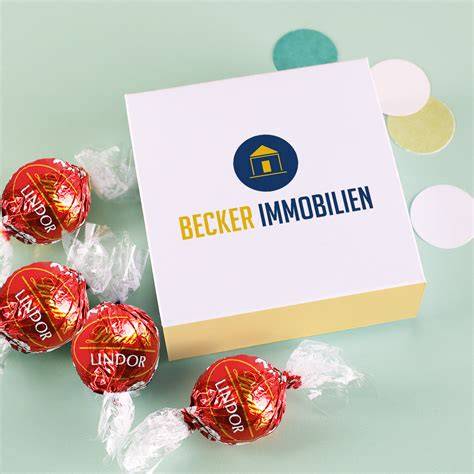 Weihnachtspralinen mit Firmenlogo in eleganter Verpackung