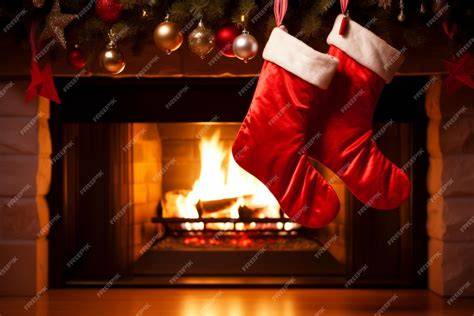 Weihnachtssocken am Kamin