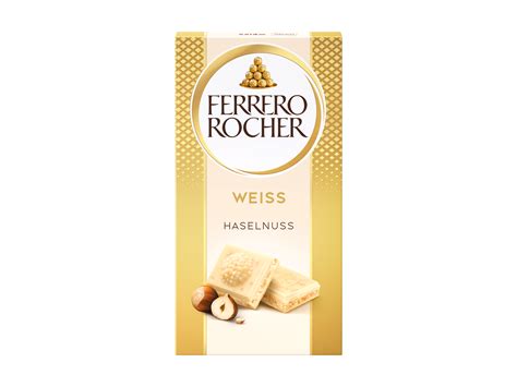 Weisse Ferrero Rocher Tafel mit sichtbaren Haselnussstücken