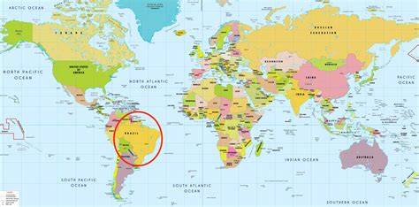 Weltkarte der Herkunft: Peru, Brasilien, Paraguay
