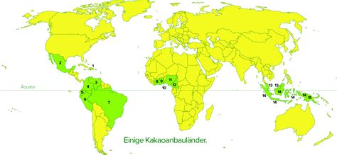Weltkarte der Kakaoanbaugebiete
