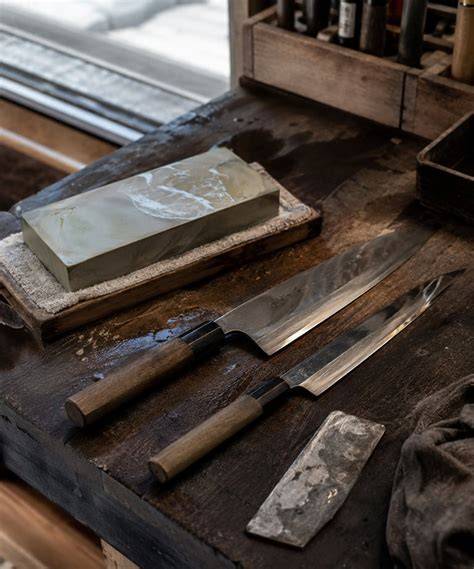 Werkzeuge und Materialien zum Stempelschnitzen: Messer, Schnitzgummi, Stempelkissen