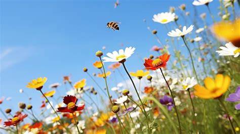Wildblumenwiese mit Bienen