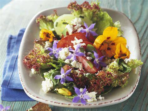 Wildkräuterroulade mit essbaren Blüten