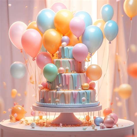 Wimpelkette und Luftballons auf Torte