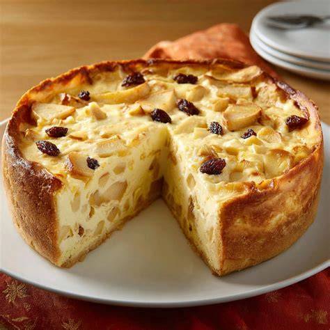 Winterapfel-Torte auf einem Teller, angeschnitten