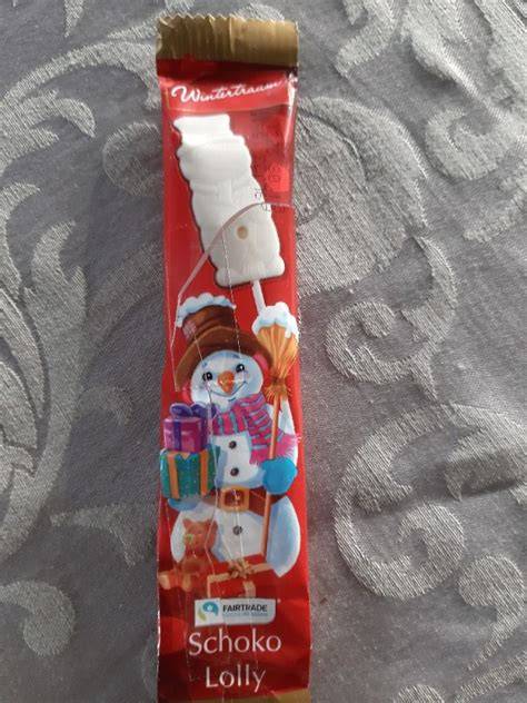 Wintertraum Schoko Lolly Verpackung und Zutatenliste