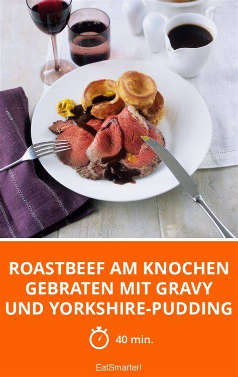 Yorkshire Pudding und Roastbeef mit Bratengemüse und Gravy