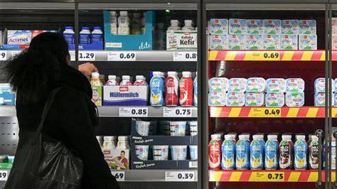 Yufka-Teigblätter im Kühlregal und vorbereitete Schichten