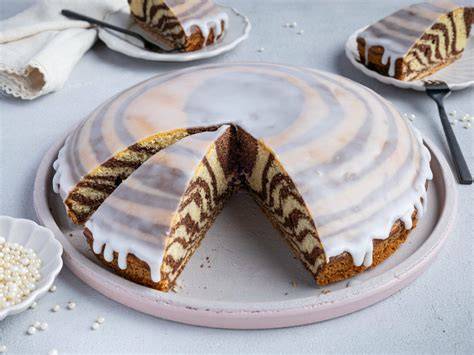 Zebrakuchen Schnitt und Muster (Foto/Schnittgrafik)