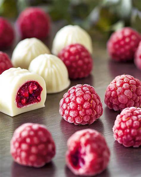 Zeichnung: Schritt-für-Schritt Herstellung von Himbeerpralinen mit weißer Schokolade