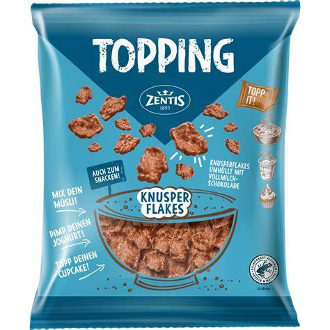 Zentis Schoko Flakes als Topping auf Joghurt und im Müsli
