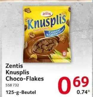 Zentis Schoko Flakes mit Zutatenliste und Nährwertangaben