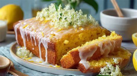 Zitronen, Kokosflocken und frischer Kuchen auf dem Tisch