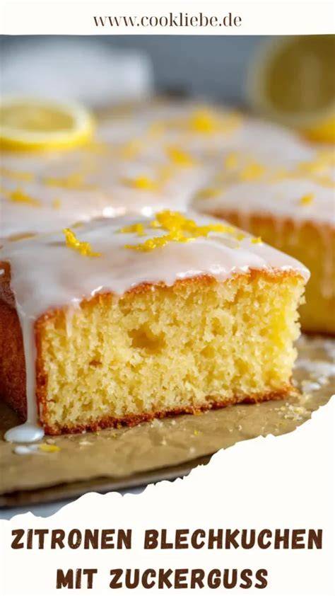 Zitronen-Joghurt-Blechkuchen mit Zuckerguss, Nahaufnahme