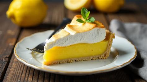 Zitronen-Meringue Tarte auf Teller