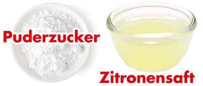 Zitronenglasur: Verhältnis Puderzucker zu Zitronensaft - Schema