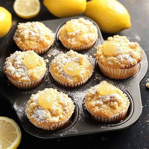 Zitronenmuffins auf einem Kuchengitter frisch glasiert mit Streuseln, festlicher Anlass