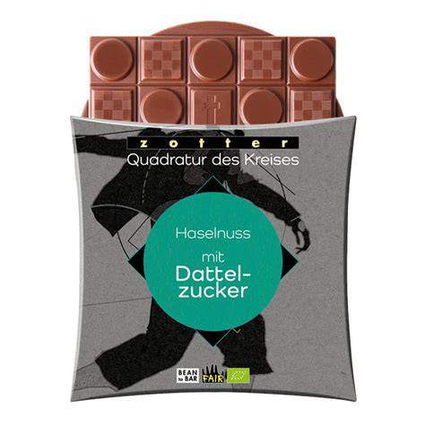 Zotter Quadratur des Kreises Tafel: Haselnuss mit Dattelzucker