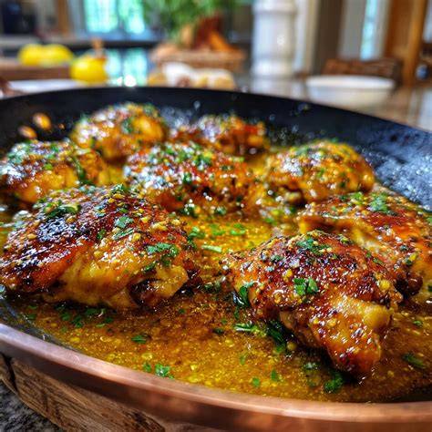 Zubereitung Honig-Senf-Hähnchen in Pfanne
