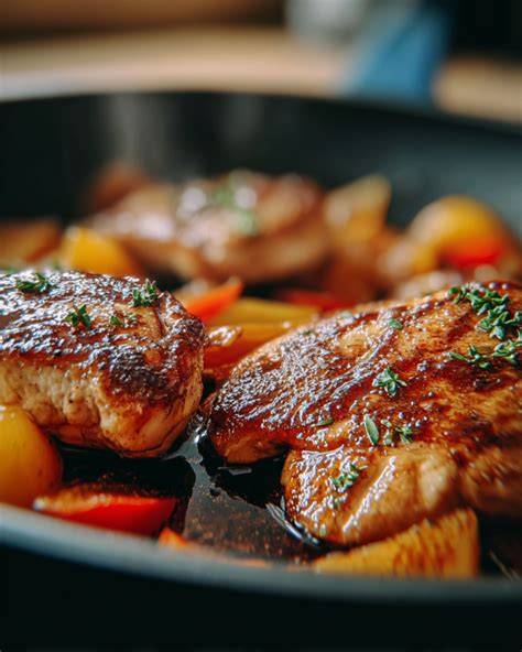 Zubereitung einer Honig-Balsamico-Soße in der Pfanne
