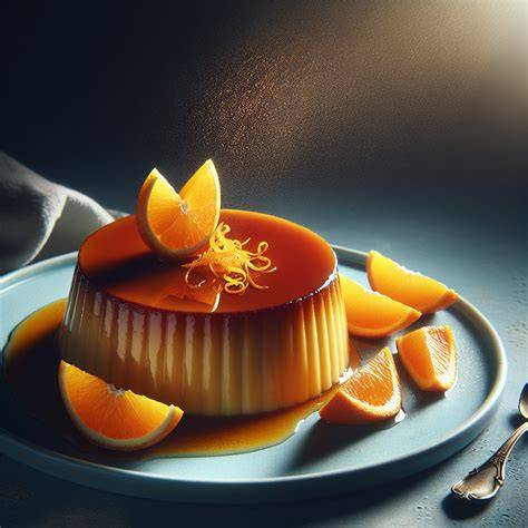 Zubereitung von Flan de naranja mit Karamellsauce