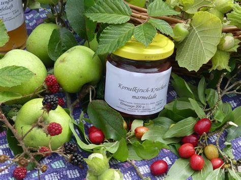 Zubereitung von Kornelkirschen-Marmelade mit Zimtstange