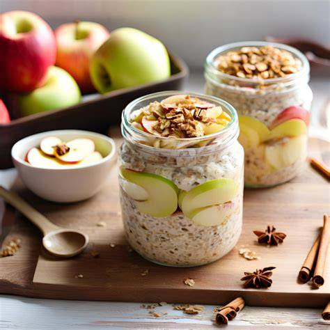 Zubereitung von Overnight Oats mit Apfelstücken und Zimt