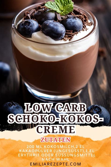 Zubereitungsschritte, Zutaten und Serviervorschläge für Schoko Kokos Creme