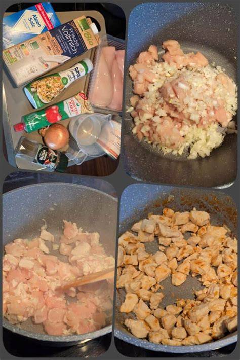 Zubereitungsschritte: Honig-Pfeffer-Pasta mit Hähnchen und Kräutern