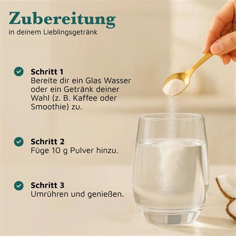 Zubereitungsschritte: Pulver, Wasser/Milch, Umrühren, Servieren