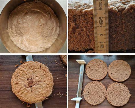 Zubereitungsschritte - Backen und Schneiden eines Biskuitbodens