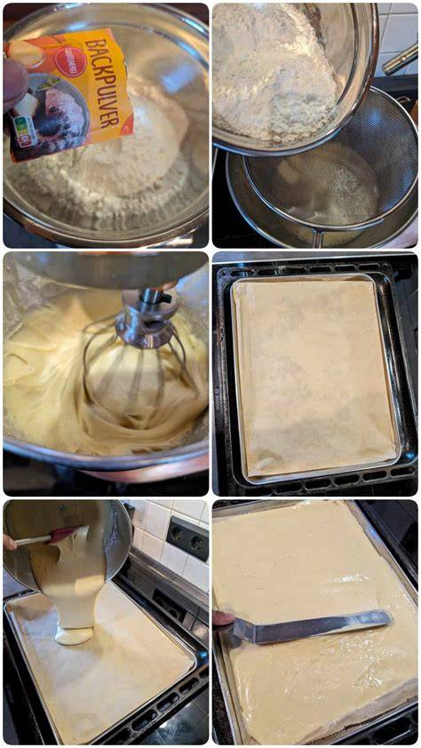 Zubereitungsschritte Dinkel-Blechkuchen Collage