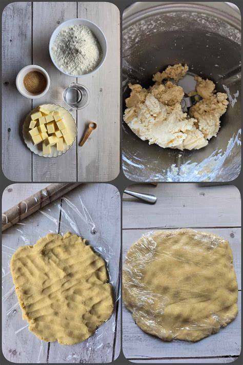 Zubereitungsschritte Mürbeteig, Schichtung von Birnen und Quarkfüllung
